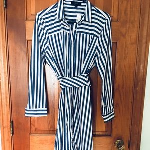 J Crew striped button-up dress